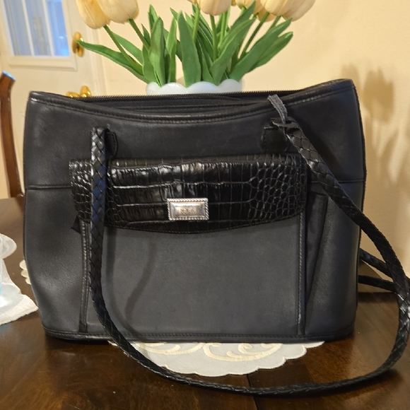 Vintage Brighton Black Crocodile Texture Shoulder Bag.Stunning! - Picture 1 of 9